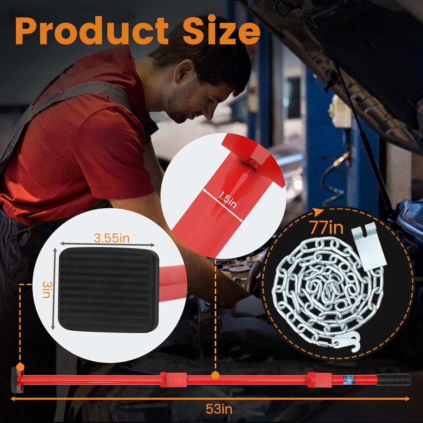 Boats and Cars Smoothing Tool, Hustler Stick Tool Auto Body Can Withstand 2200 Pounds of Pulling Force, Dent Tools are Used for Body, Bumper, Hood, Hull and Deck Dent Fix (Red)