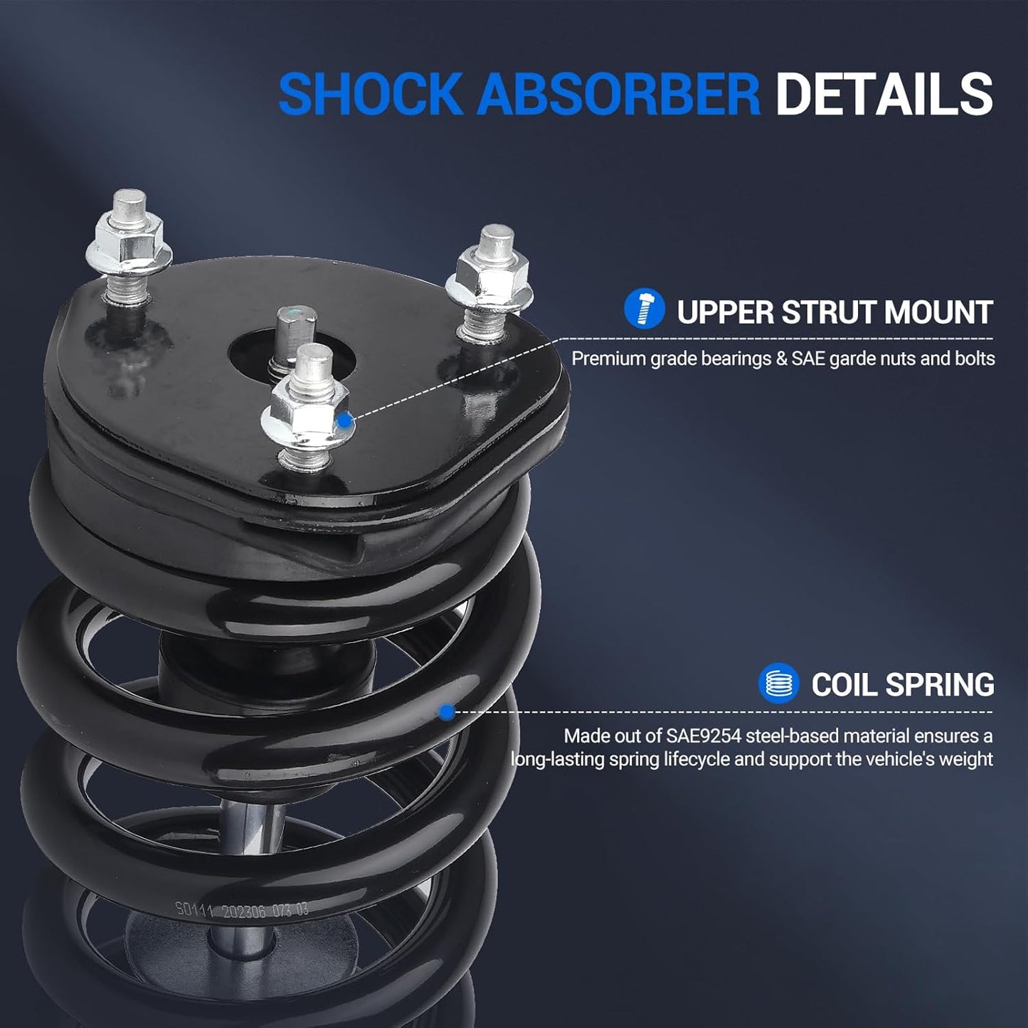 Autoround pair 171111 Front Complete Strut Shock Absorbers w/Coil Spring Assembly Compatible with Dodge Ram 1500 2006 2007 2008 4WD