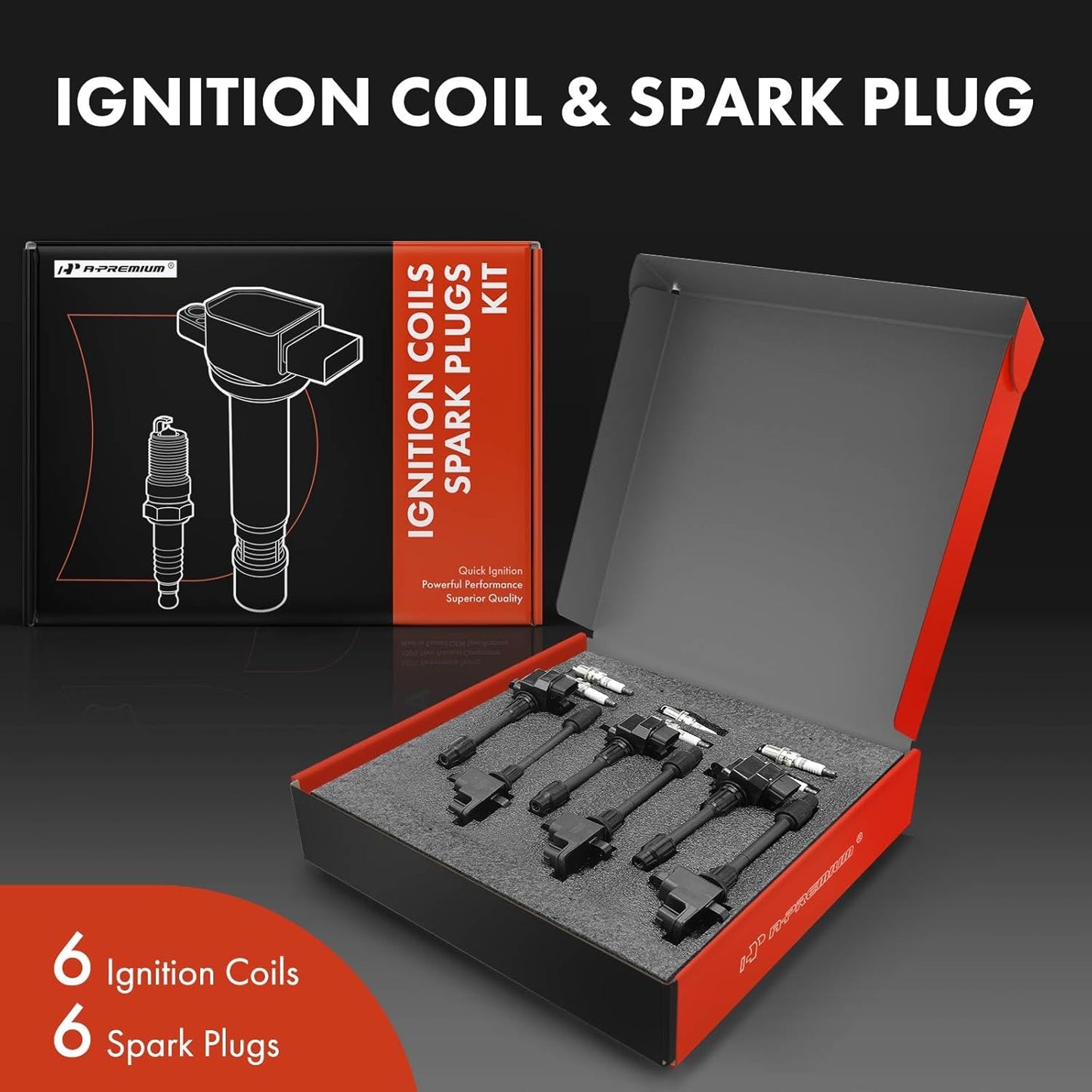 A-Premium Set of 12 Ignition Coil Pack and Iridium Spark Plugs Compatible with Nissan Maxima 1995-1999 & Infiniti I30 1996-1999