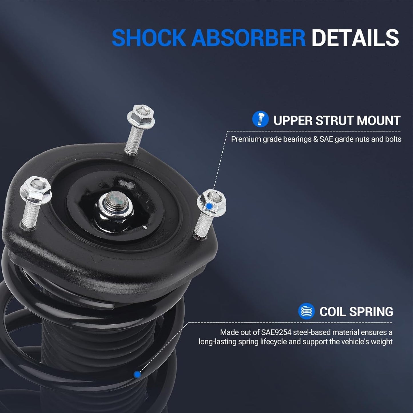 Autoround 172208 172207 Rear Complete Shock Absorber Compatible with Toyota Camry/Lexus ES330 2004 2005 2006, Left & Right Struts with Coil Spring Assembly