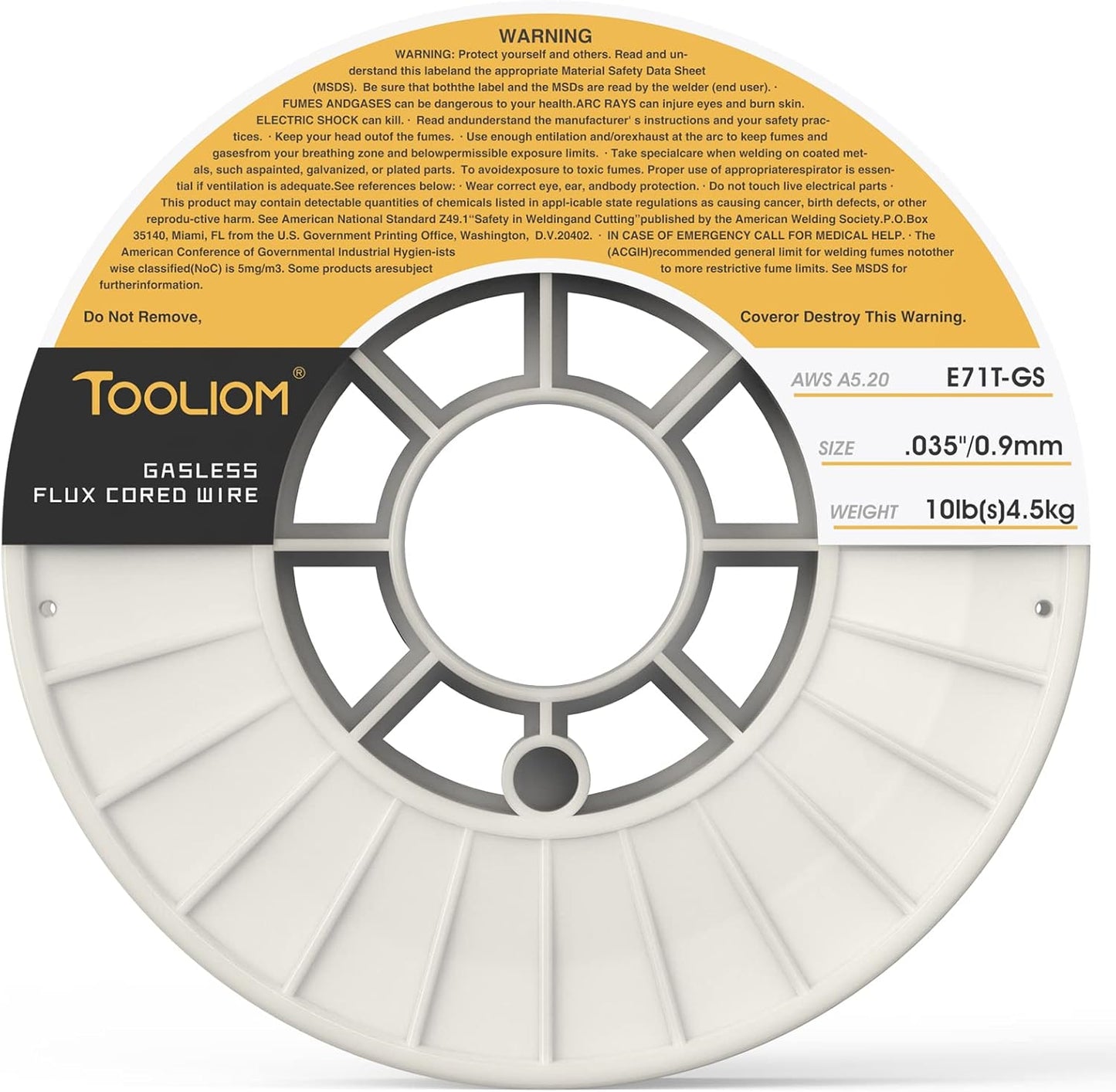 TOOLIOM E71T-GS .035" Diameter 10-Pound Spool Flux Core Self-shielded MIG Welding Wire for Carbon Steel 2 PCS