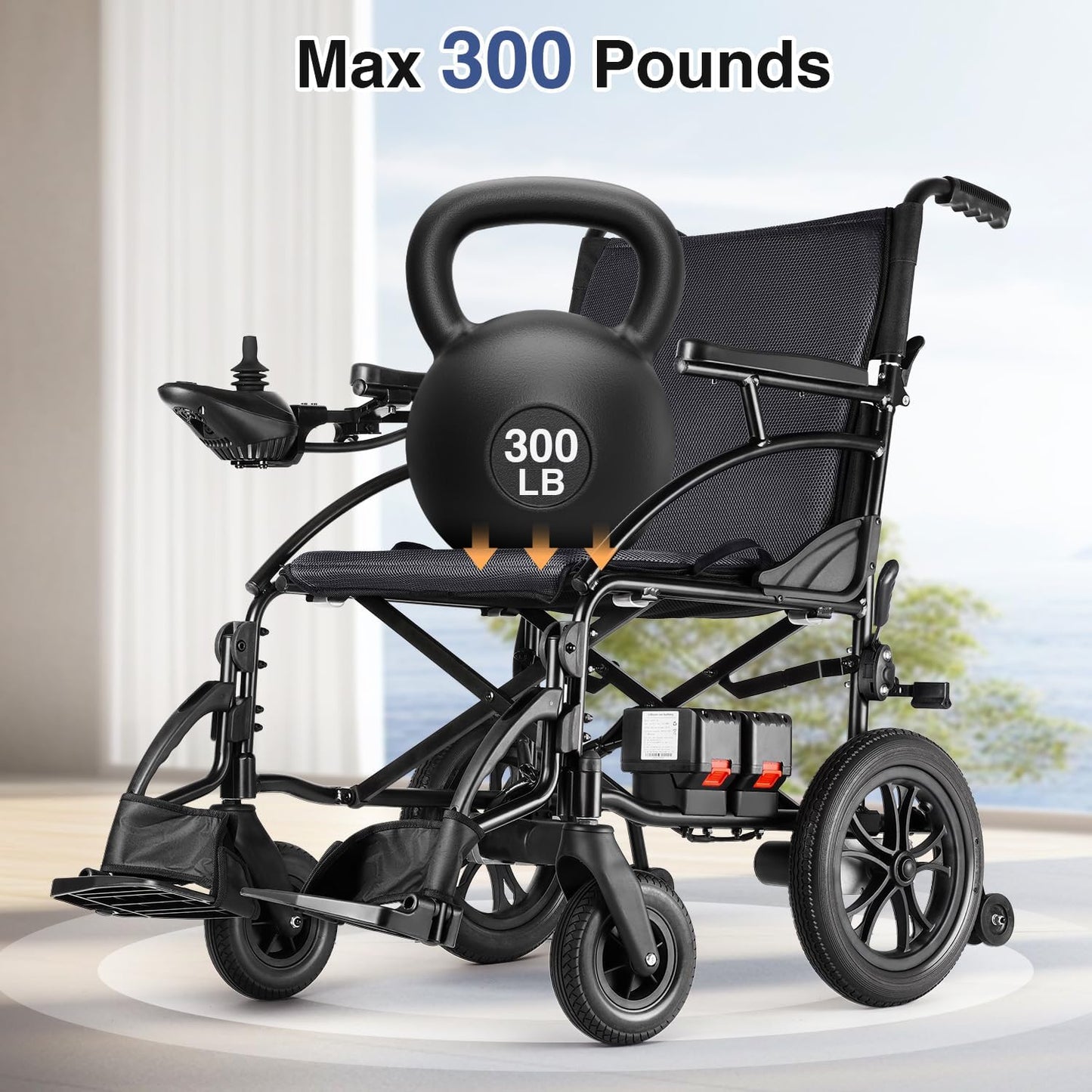 SLF30 Electric Wheelchairs for Adults, Foldable Durable Motorized Wheelchair with 19 Inch Seat and Supports Up to 300 lbs Airline Approved(40 Lbs, Grey)