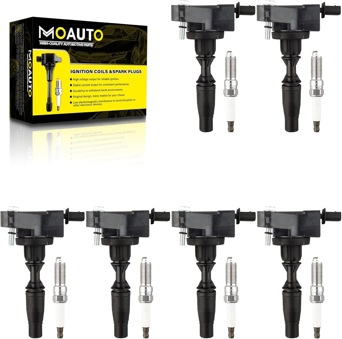 Set of 6 Ignition Coils Pack UF750 12138643360 & 6 PCS Iridium Spark Plugs Compatible with BMW 340i GT 540i X3 740i 640i xDrive M240i X4 Mini Cooper Clubman - 1.5L 3.0L L3 L6