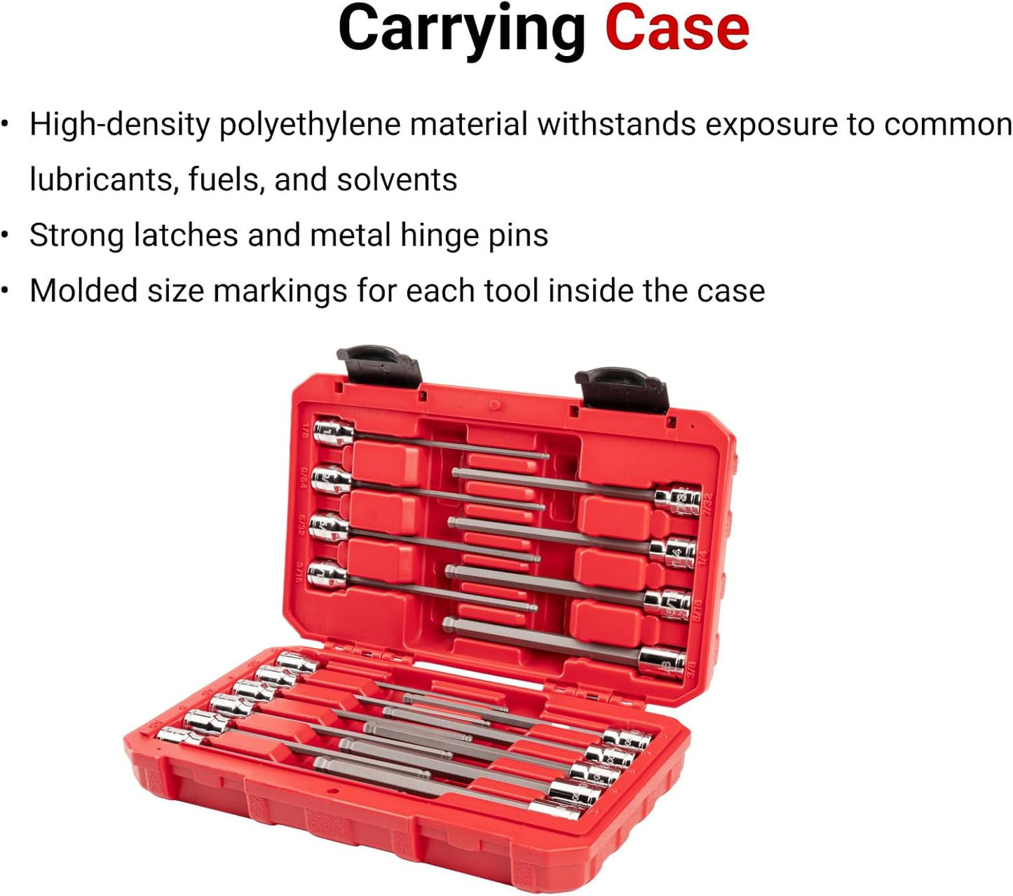 TEKTON 3/8 Inch Drive Long Ball End Hex Bit Socket Set with Case, 19-Piece (1/8-3/8 in., 3-10 mm) | SHB91321