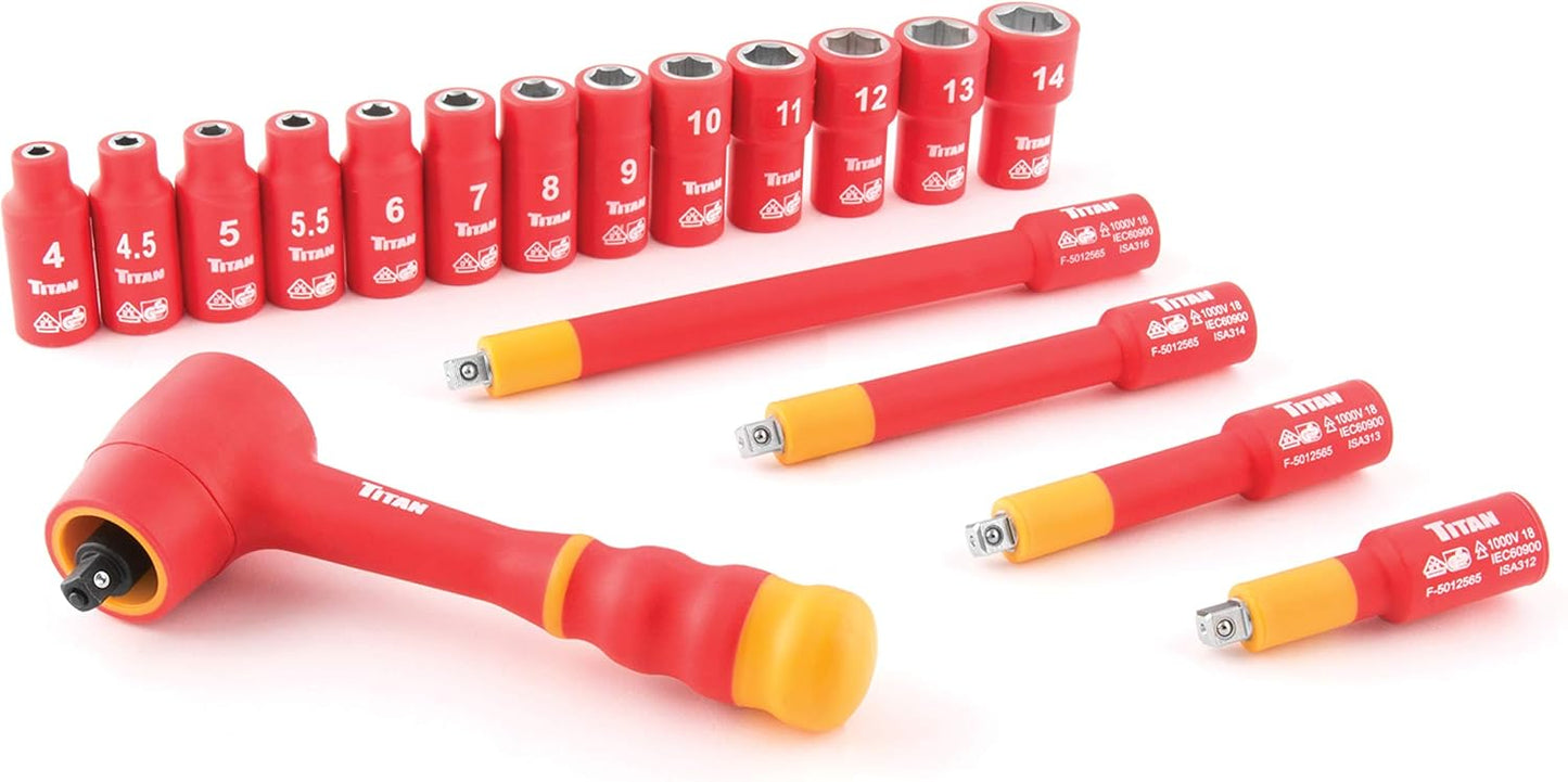 Titan 66100 18-Piece 1/4-Inch Drive VDE Insulated Socket Set