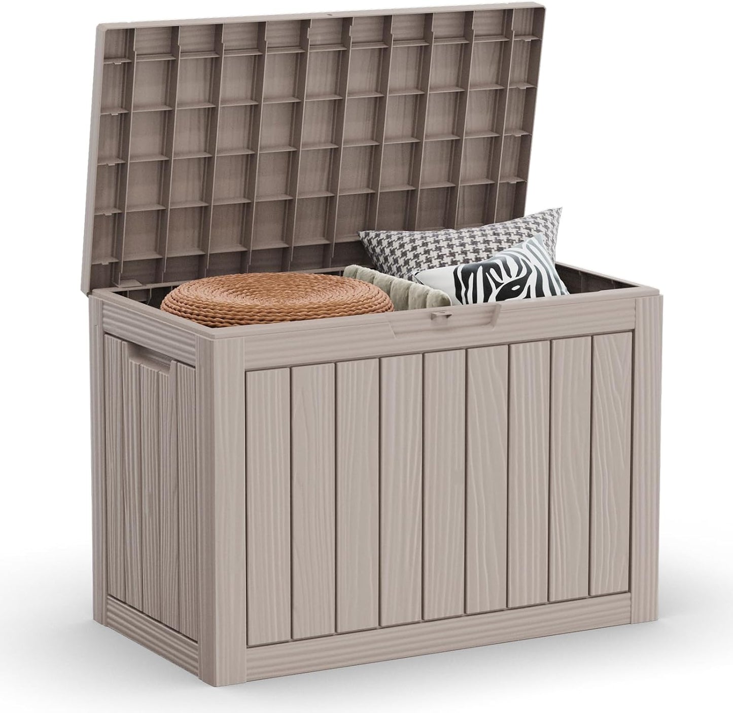 320 Gallon Outdoor Storage Box Waterproof Lockable Resin Deck Box Large, Patio Storage Bin for Pool Accessories Cushion Furniture, Garden Tools, UV-Resistant Outside Delivery Black
