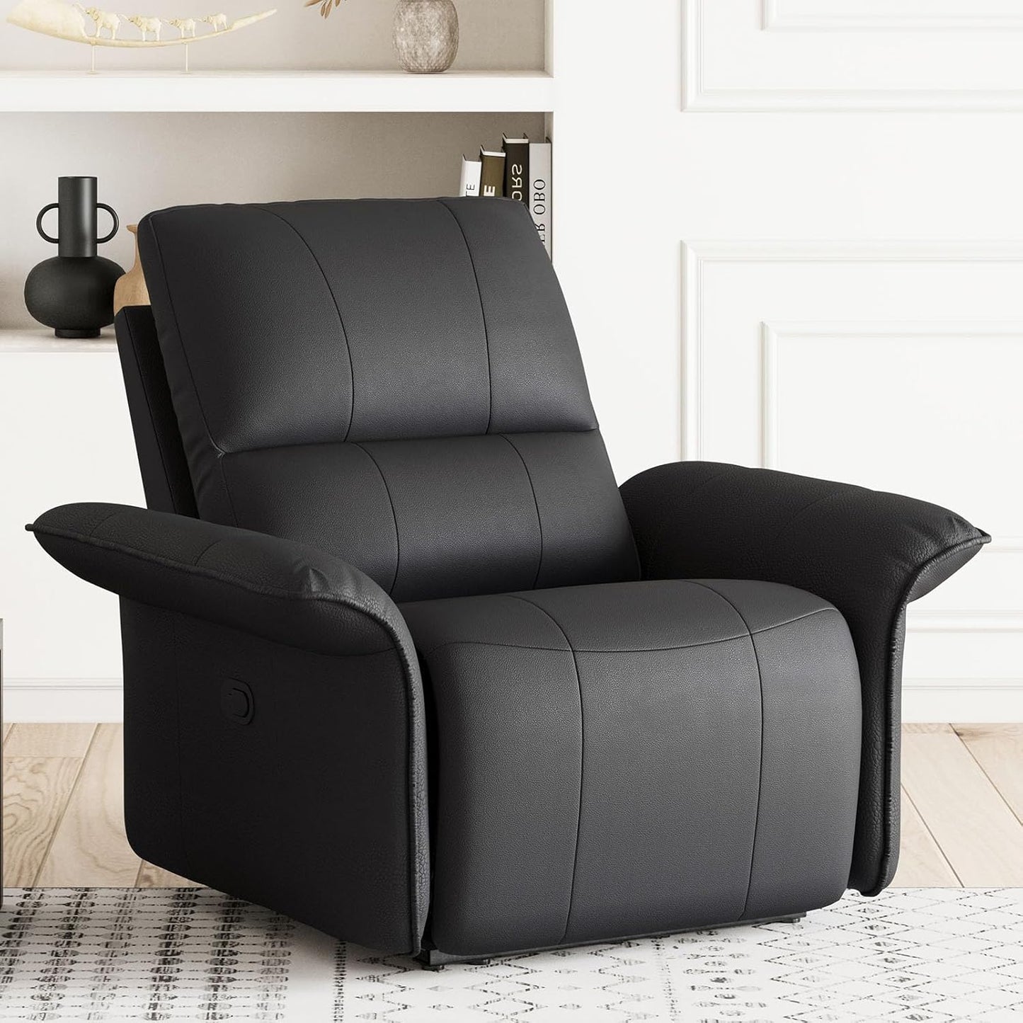 Belffin Leather Loveseat Recliner Sofa for Living Room Oversized Black Manual Reclining Couch for Living Room Double Recliner Home Theater Seating. Black Couch