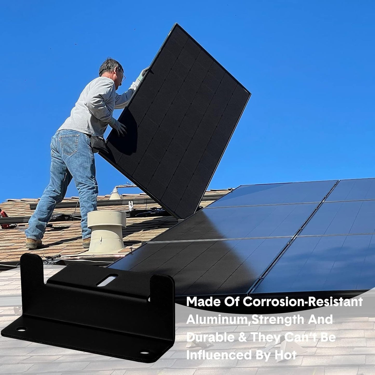 Tatuo 40 Sets Solar Panel Mounting Brackets Z Bracket Aluminum Alloy Solar Panel Mounting Brackets Kit with Nuts and Bolts for Boat, Wall and Other Off Gird Roof Installation, Black