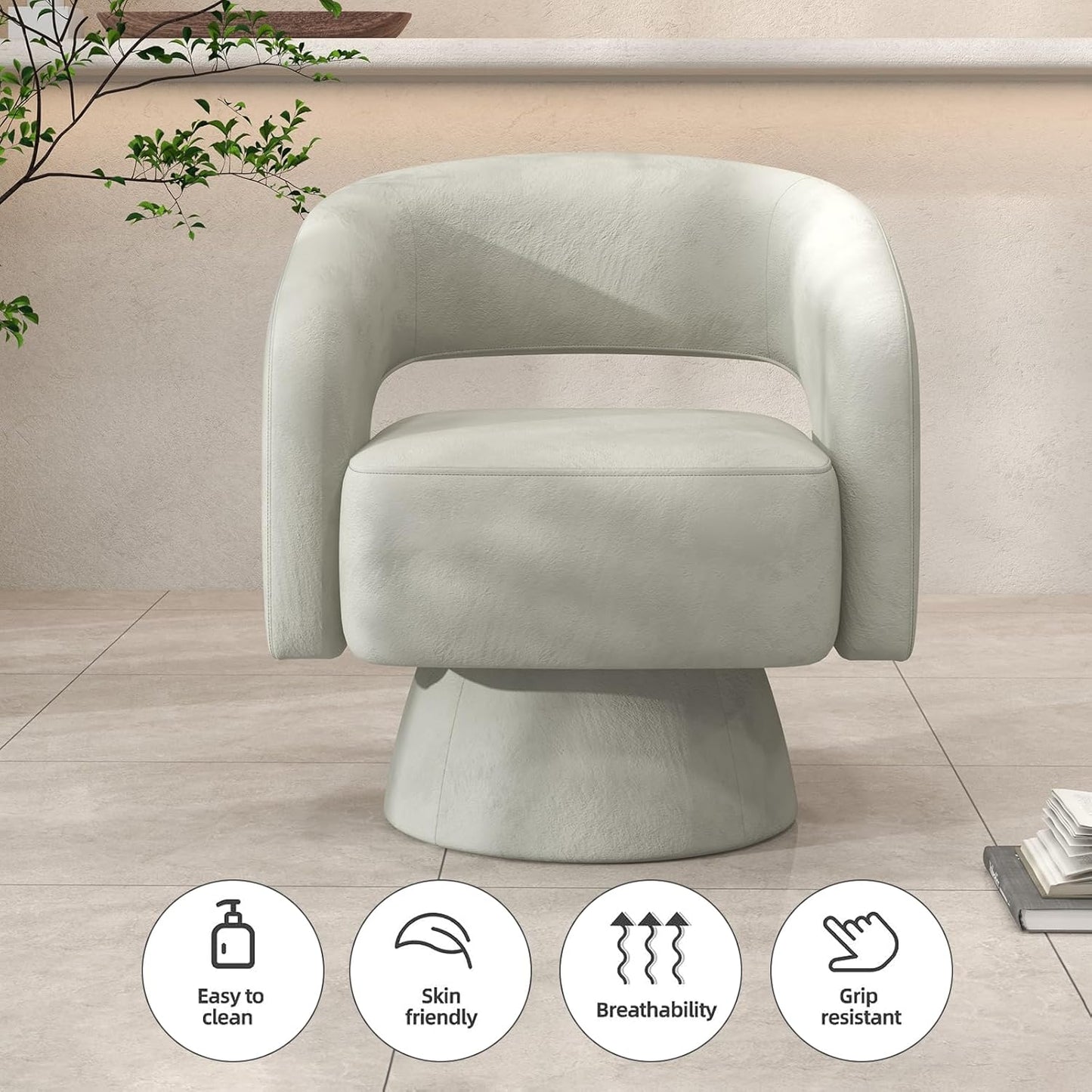 ANJ Swivel Accent Chair Set of 2, Modern Luxury Velvet Accent Chair, Comfy Round Armchiars, 360 Degree Swivel Barrel Chairs for Living Room, Bedroom Office, Grey