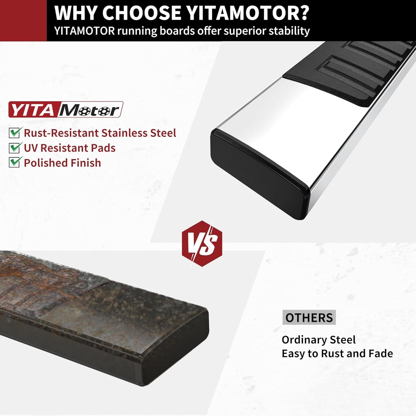 YITAMOTOR 6.5 Inches Running Boards Compatible with 2019-2025 Chevy Silverado/GMC Sierra 1500 Crew Cab, 2020-2025 2500HD 3500HD, Running Boards for Silverado Crew Cab, Side Step Bars Stainless Steel