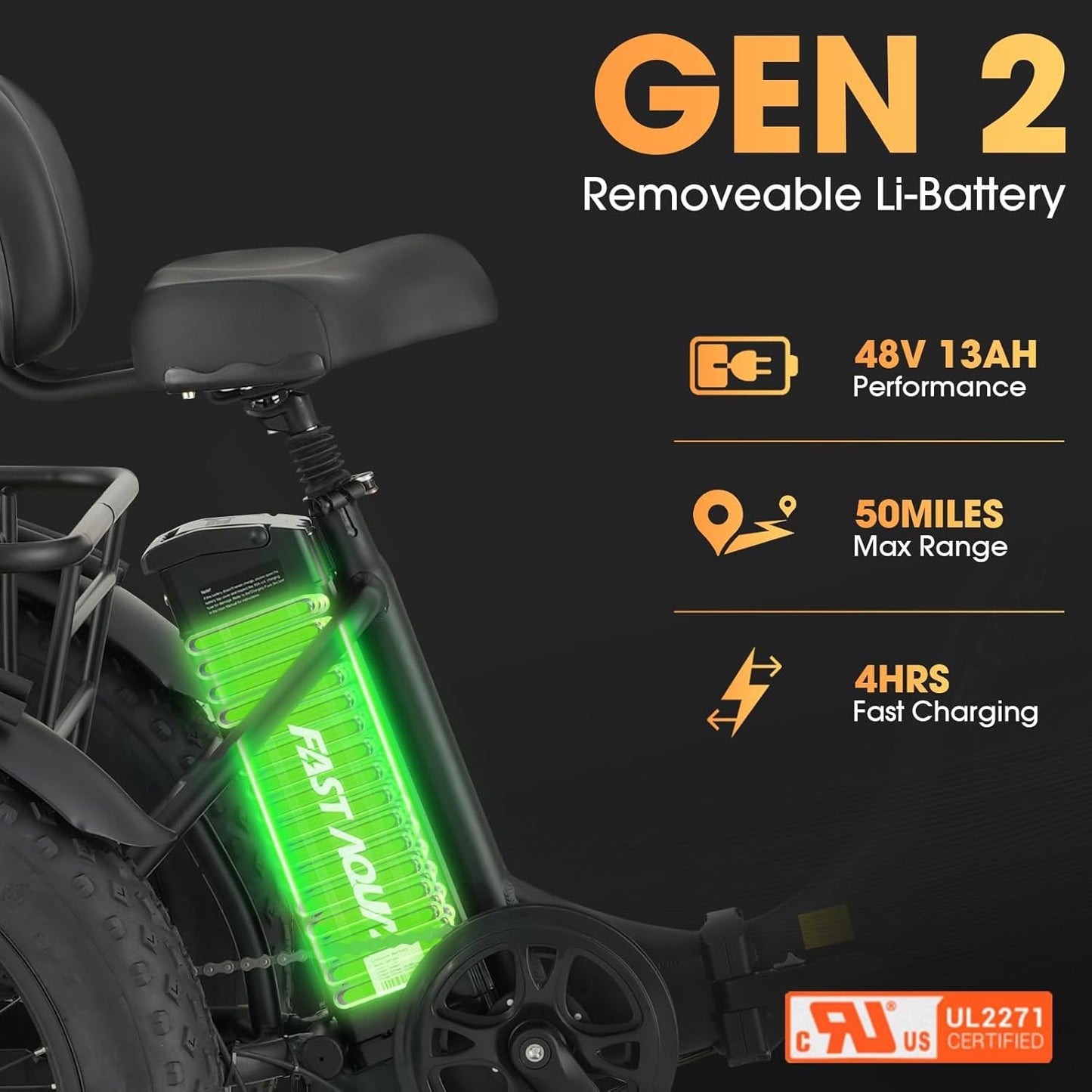Skeri Electric Tricycle for Adults, 20"x4" Folding Fat Tire Electric Trike, 750W(Peak 1350W) Motor Etrike, 48V13Ah Battery, 3-Wheel Electric Bike, 20MPH, Front & Rear Basket & Differential