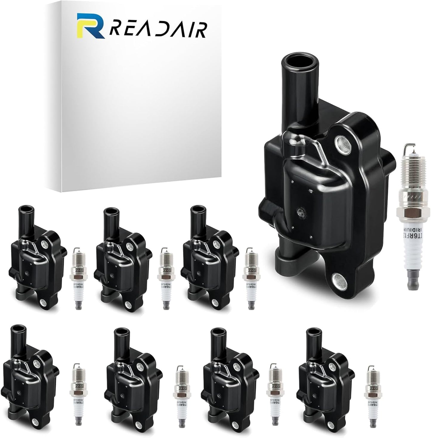 UF575 Ignition Coil & 1675 Double Iridium Spark Plug for Audi A3 A4 A5 A6 Q5 R8 TT RS4 RS5/Volkswagen Jetta Passat Beetle CC Golf GTI Replaces# C1627 07K905715F E1075