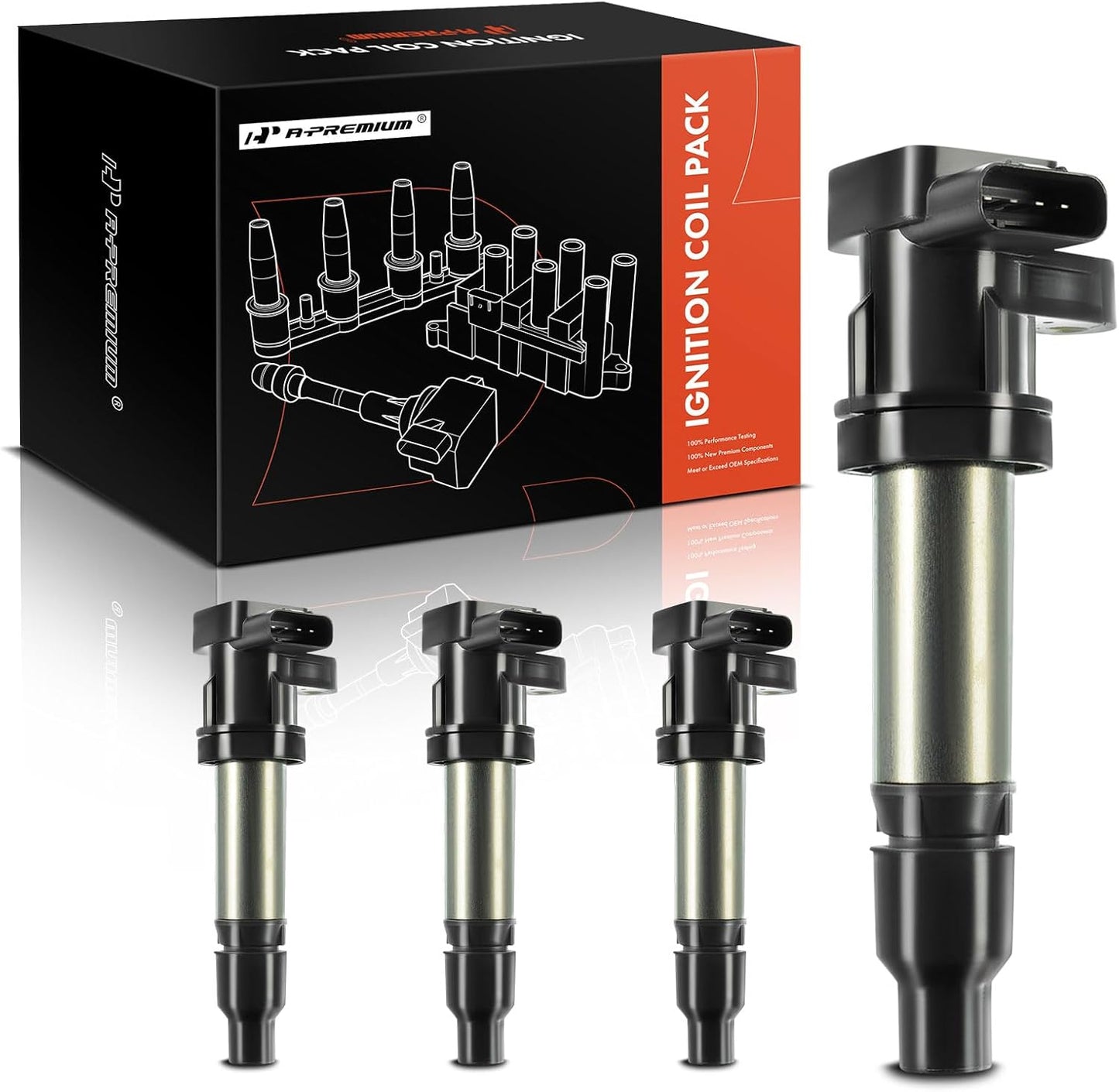 A-Premium Ignition Coils Pack Compatible with Buick Lucerne 2007-2011 Cadillac DTS SRX STS XLR 4.4L 4.6L 8-PC Set