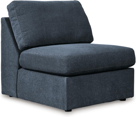Signature Design by Ashley Modmax Contemporary Stain Resistant Armless Chair with Reversible Cushions and Removable Cover, Blue