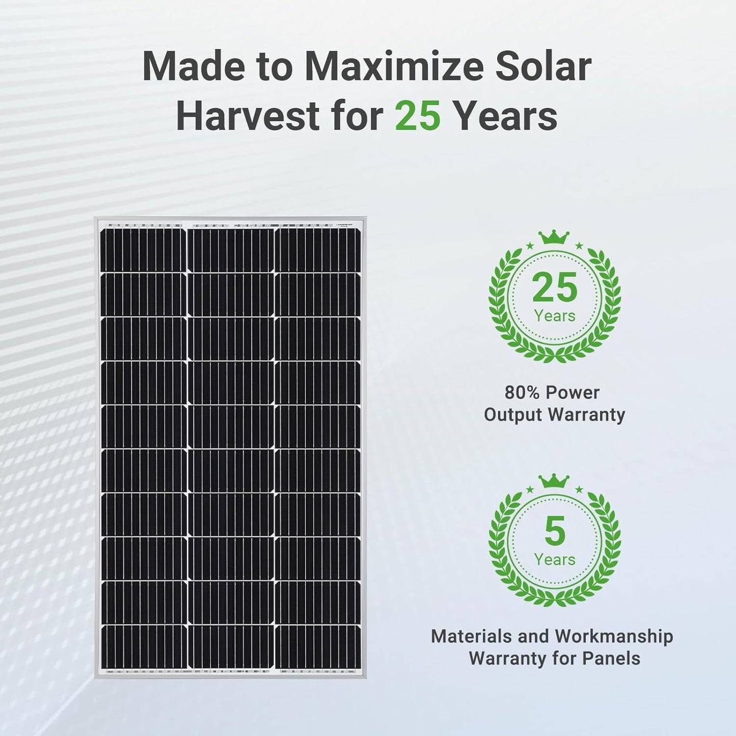 Traver Force 100W 12V 10BB Monocrystalline Solar Panel, Up to 25% High Efficiency Module with Grade A+ Cells, Waterproof for RVs, Motorhomes, Cabins, Marine, Boat,2pcs
