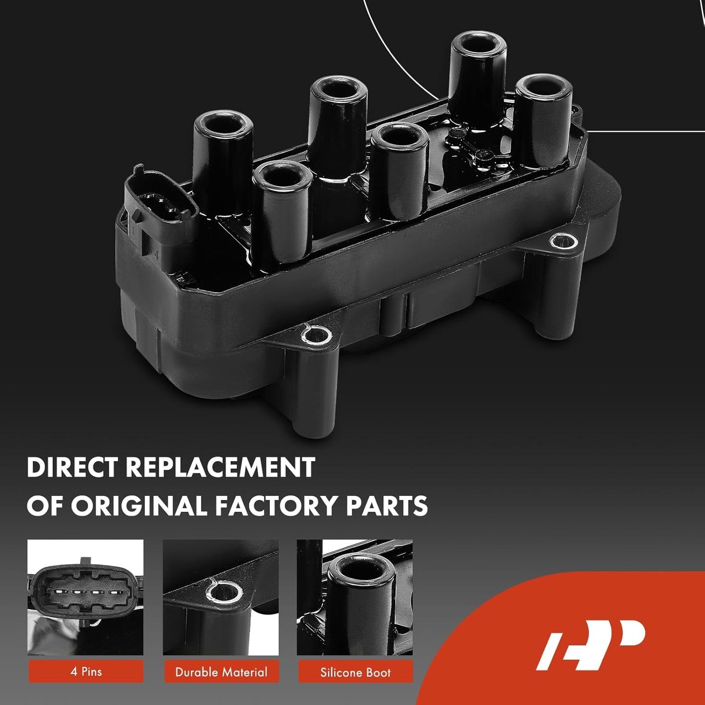 A-Premium 1x Ignition Coil Pack and 6x Iridium Spark Plugs Compatible with Cadillac Catera 1997-1998, 3.0L, Replace# 1208075, 90541062