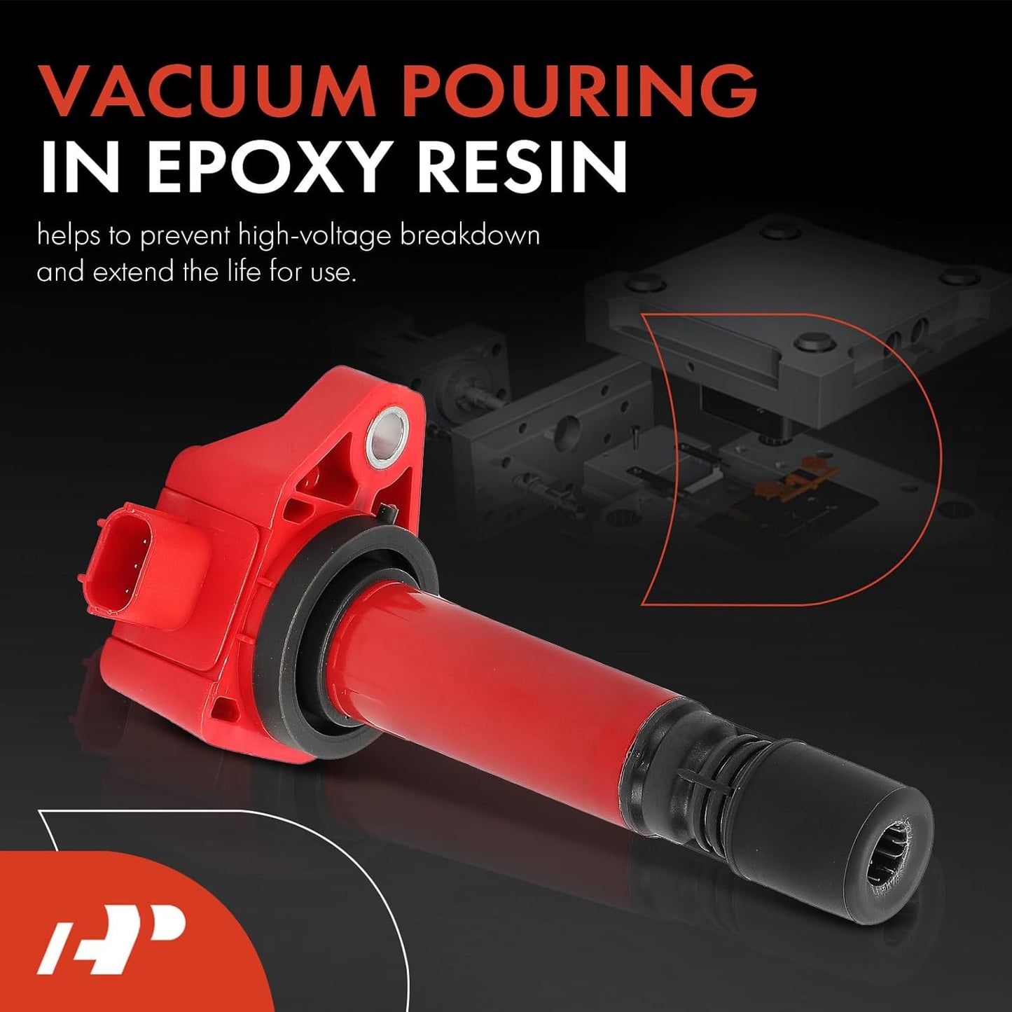 A-Premium (Red) Engine Ignition Coil Pack Compatible with Honda Civic 2006 2007 2008 2009 2010 2011 1.8L, Replace# 30520RNAA01, 099700101, 4-PC Set