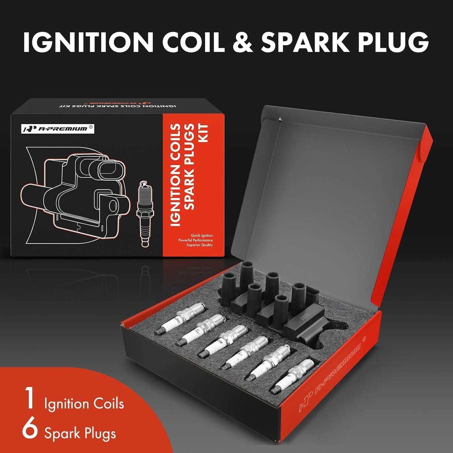 A-Premium Ignition Coils and Spark Plugs Kits Compatible with Ford Taurus 2001-2006, Ranger 2001-2004 & Mazda B3000 2001 & Mercury Sable 2001 2003-2005, 3.0L