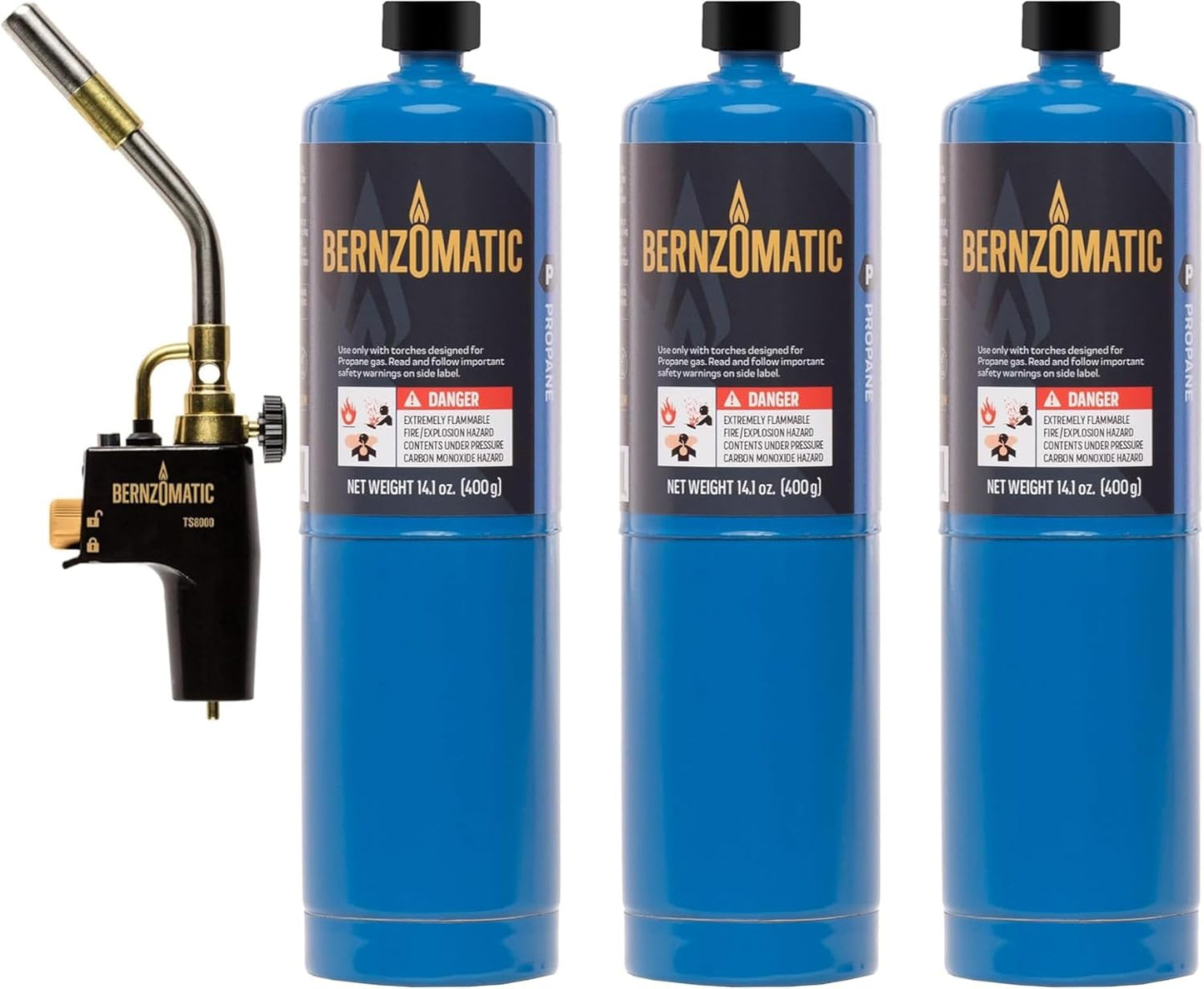 Bernzomatic Map Pro Gas Cylinder 3-Pack with Max Performance Torch TS8000 (MG9/TS8000)