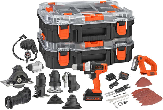 BLACK+DECKER MATRIX 20V MAX Power Tool Combo Kit, Cordless Power Tool Set with Battery and Charger Included, 10 Piece (BDCDMT1210KITC1