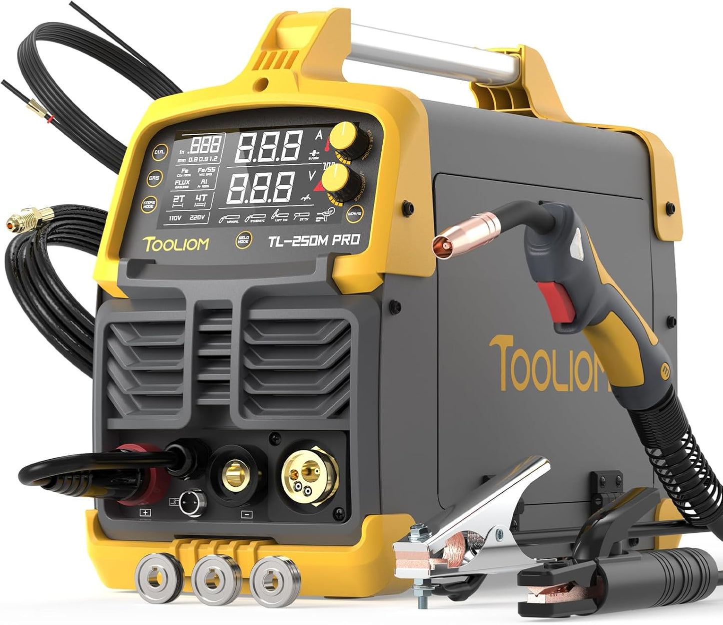 TOOLIOM 135A Mini MIG Welder Flux Core 110V MIG Welder Gasless Flux MIG/Lift TIG/Stick 3 in 1 Welding Machine Portable
