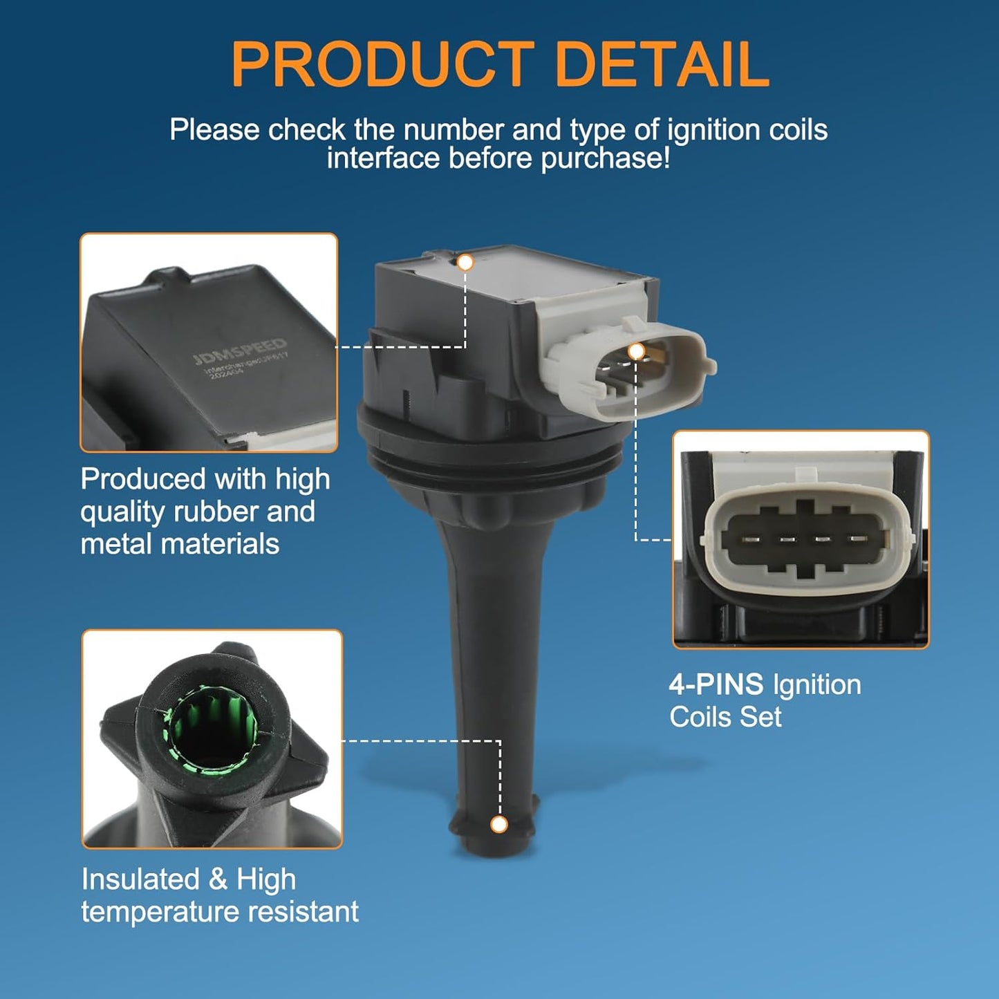 Set of 5 Ignition Coil Pack Compatible with Volvo C30 C70 S40 S60 V50 V70 XC70 L5 2.4L 2.5T Replace# UF517, 5C1778, E1017, 52-2133, IC597, 30713417, C1721