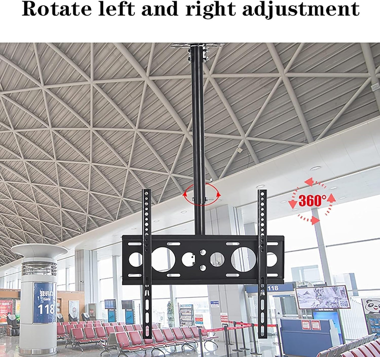Universal Ceiling TV Mount Bracket, Height Adjustable, 360° Swivel & Tilt, Fits 32-55 Inch TVs, Max 45kg Load(0.5)