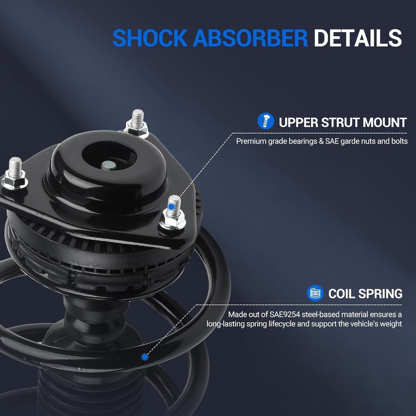 Autoround 171128L 171128R Front Complete Strut w/Coil Spring Assembly Compatible with Dodge Grand Caravan 2008-2019, Chrysler Town & Country 2008-2016