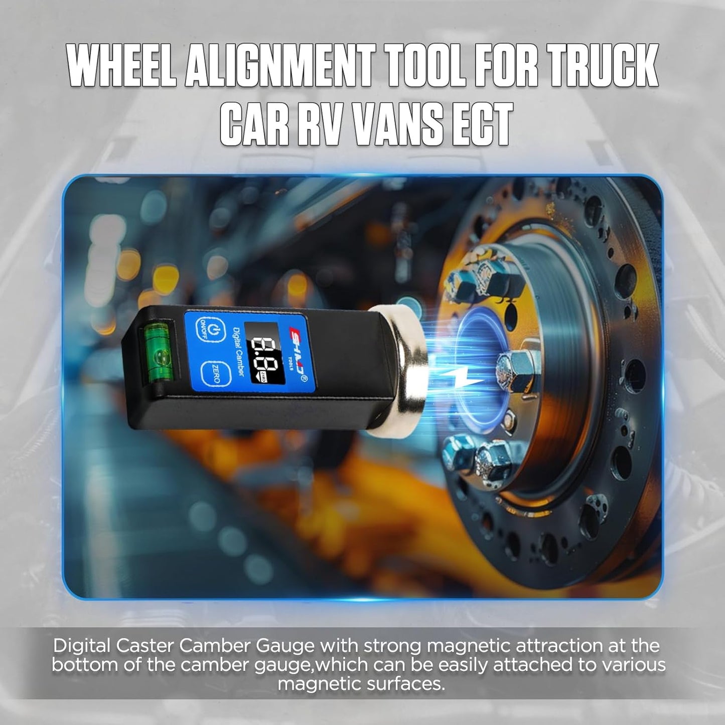 Universal Digital Caster Camber Gauge - BELEY Magnetic LCD Camber Wheel Alignment Tool Kit for Car Truck RV SUV Wheel Alignmen