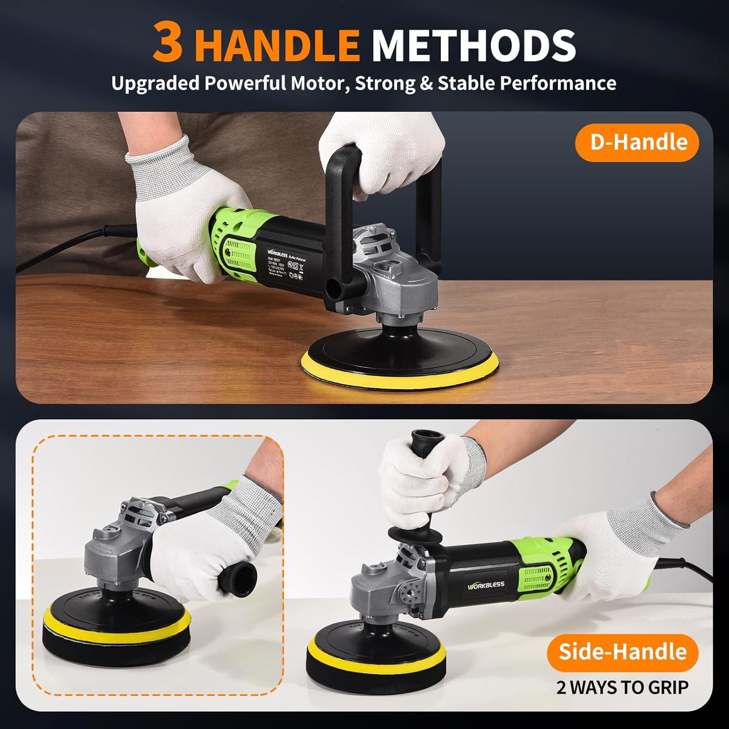 Buffer Polisher, 1600W 6"/7" Rotary Car Polisher with 7-Speed(1600-3500 RPM), Car Buffers and Polishers Kit for Cars, Boats, Floors, Furniture