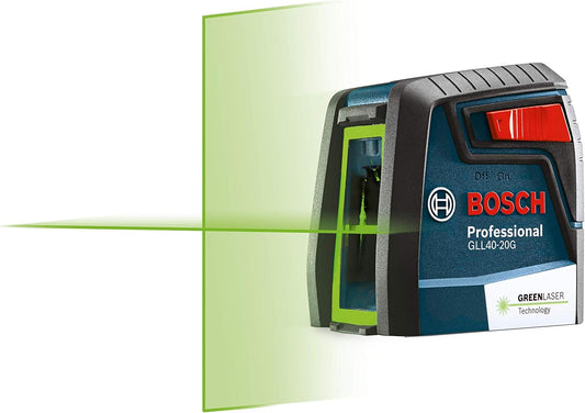 Bosch GLL40-20G 40 foot Self Leveling Green Beam VisiMax Cross Line Laser with Smart Pendulum System, Class II laser product, <5mW power output