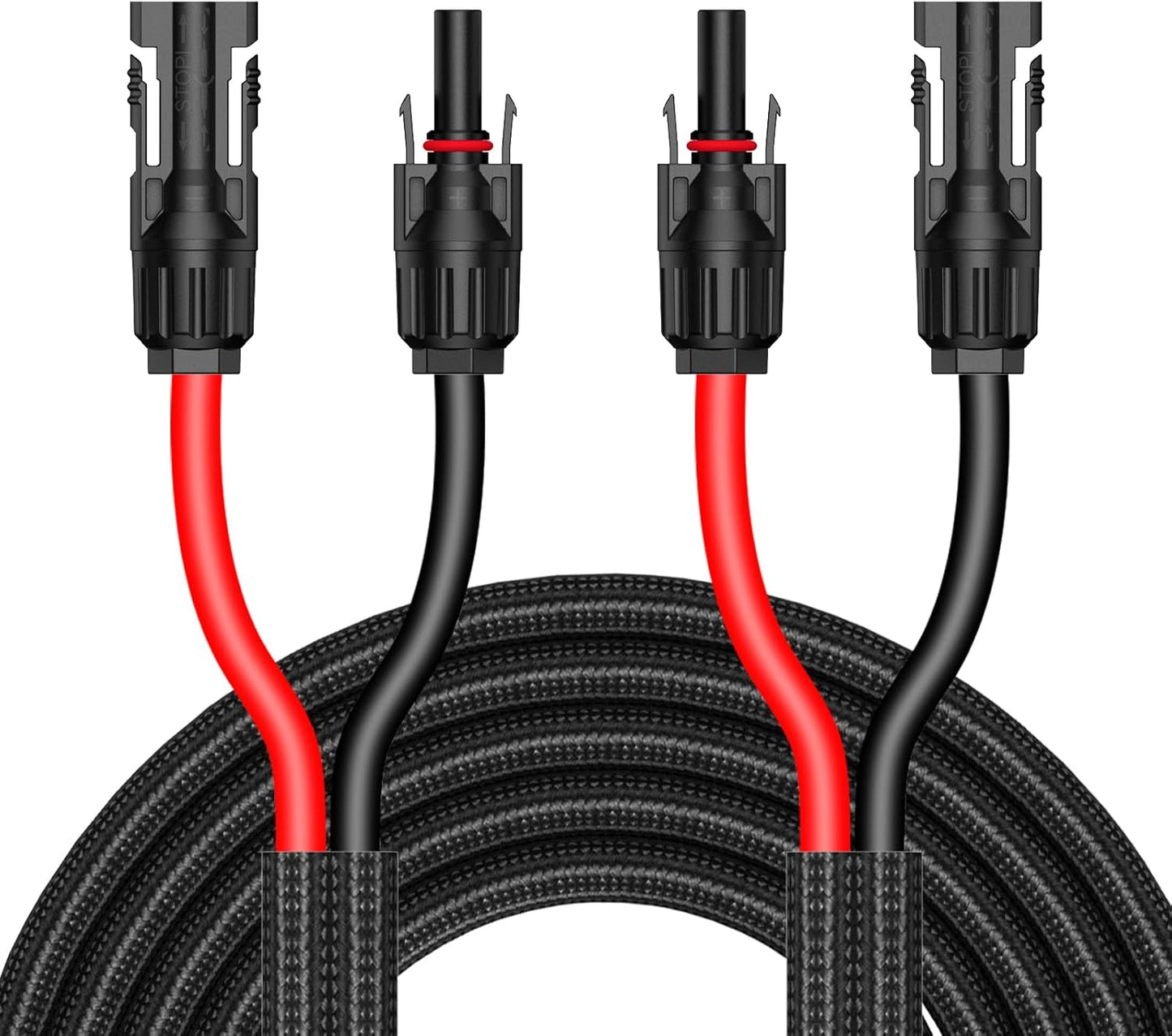 50Ft 10AWG Solar Cable Extension with Protection Cover, Solar Wire with Tool-Free Solar Connectors, IP68 Waterproof PV Cable, Solar Panel Extension Cable 10Gauge for Home Boat RV Solar Panels(50ft)