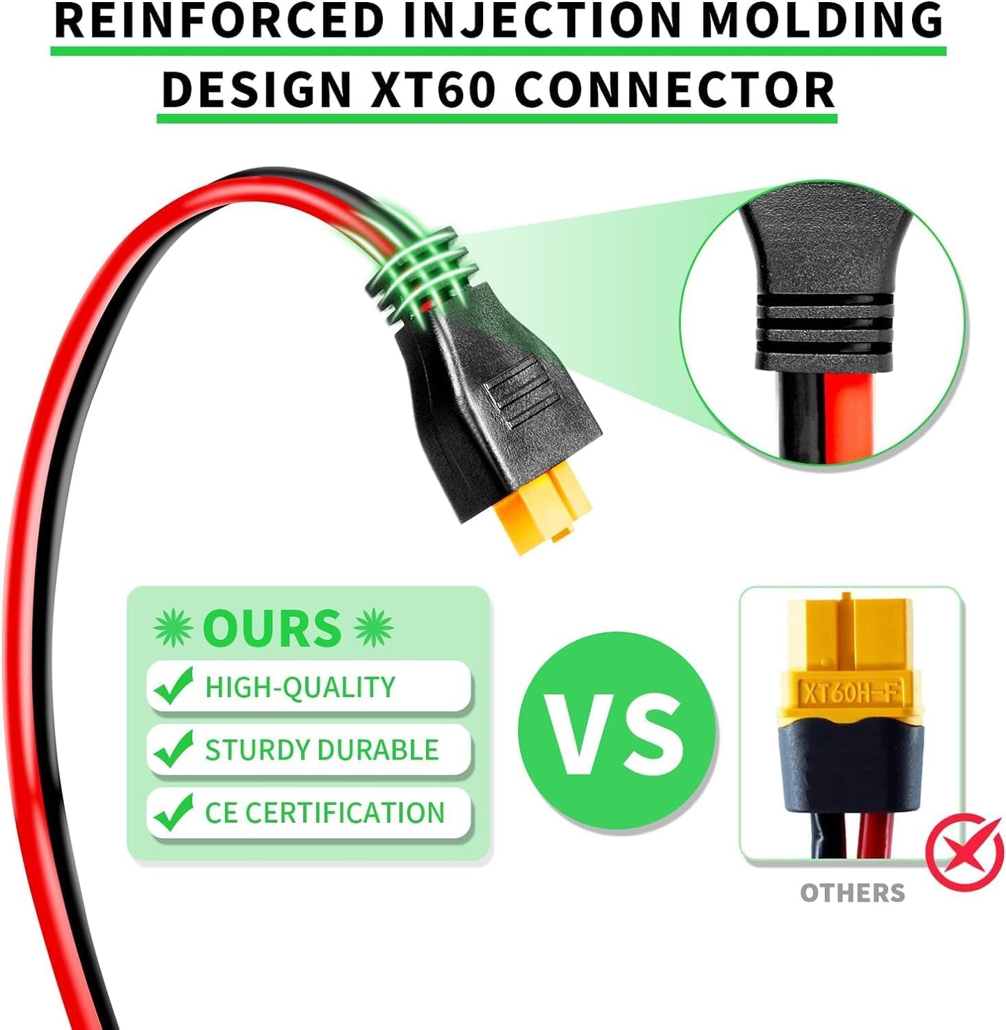 Ansoufien Solar Panel Connector to XT60 Connector Cable 30FT, 10AWG Solar to XT60 Charge Extension Cable XT60 (Plug Female) Cable for RV Folding Solar Panel, Portable Power Station, Solar Generator
