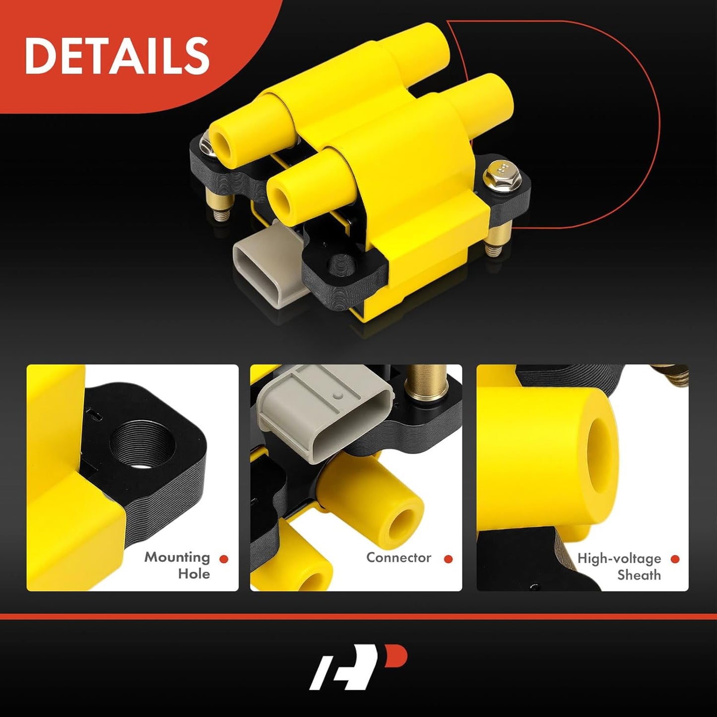 A-Premium Yellow Engine Ignition Coil Pack Compatible with Subaru Forester 2009-2010, Impreza 2011, 2.5L, Naturally Aspirated
