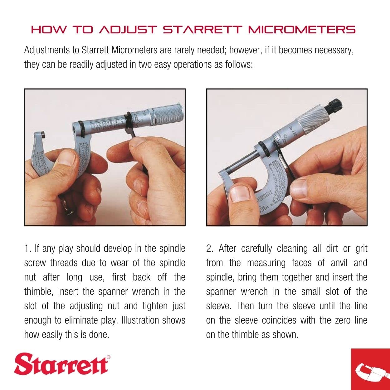 Starrett Outside Micrometer with One-Piece Spindle, Satin Chrome Finish and Advanced Sleeve Design - Quick and Easy Adjustment, 0-1" Range, .001" Graduation - 436.1XRL-1