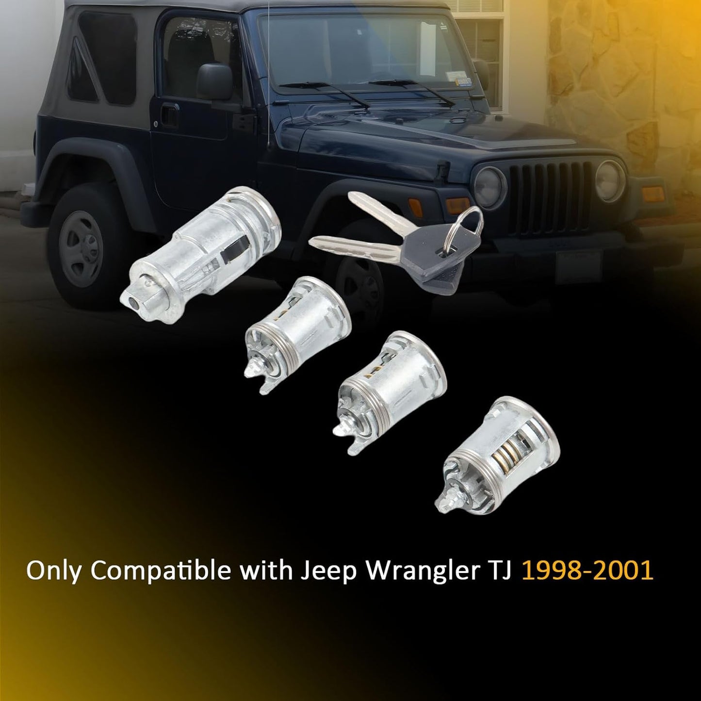 5003843AB Ignition Lock Cylinder & 4746311 Door Lock Cylinder with 2 Keys Compatible with Jeep Wrangler TJ Cherokee XJ 1998-2001, Replace# 703719 68001713AA DL4815 DL6946