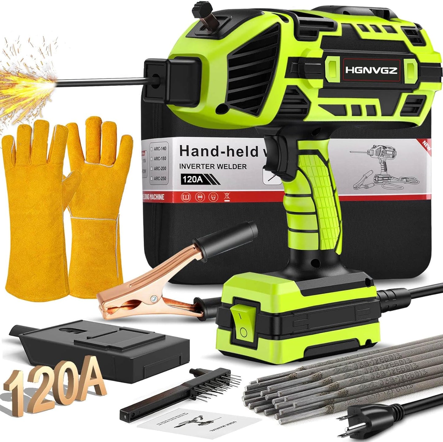 Welding Machine Handheld,20-120A 110V Portable Stick Welder 20pcs Rods,IGBT Hand Held Welder Machine withHot Start Arc Force Anti-stick ARC Welder Gun,6 Variable Current Adjustment (Grayish black)