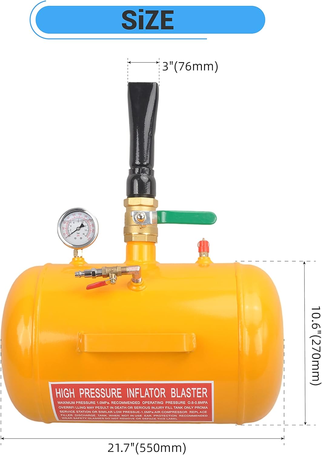 5 Gallon Air Tire Bead Seater 110 PSI Blaster Tool Seating Tire Inflator with Gauge by GESEXI - Car Truck ATV Tire Inflator Tank,Yellow