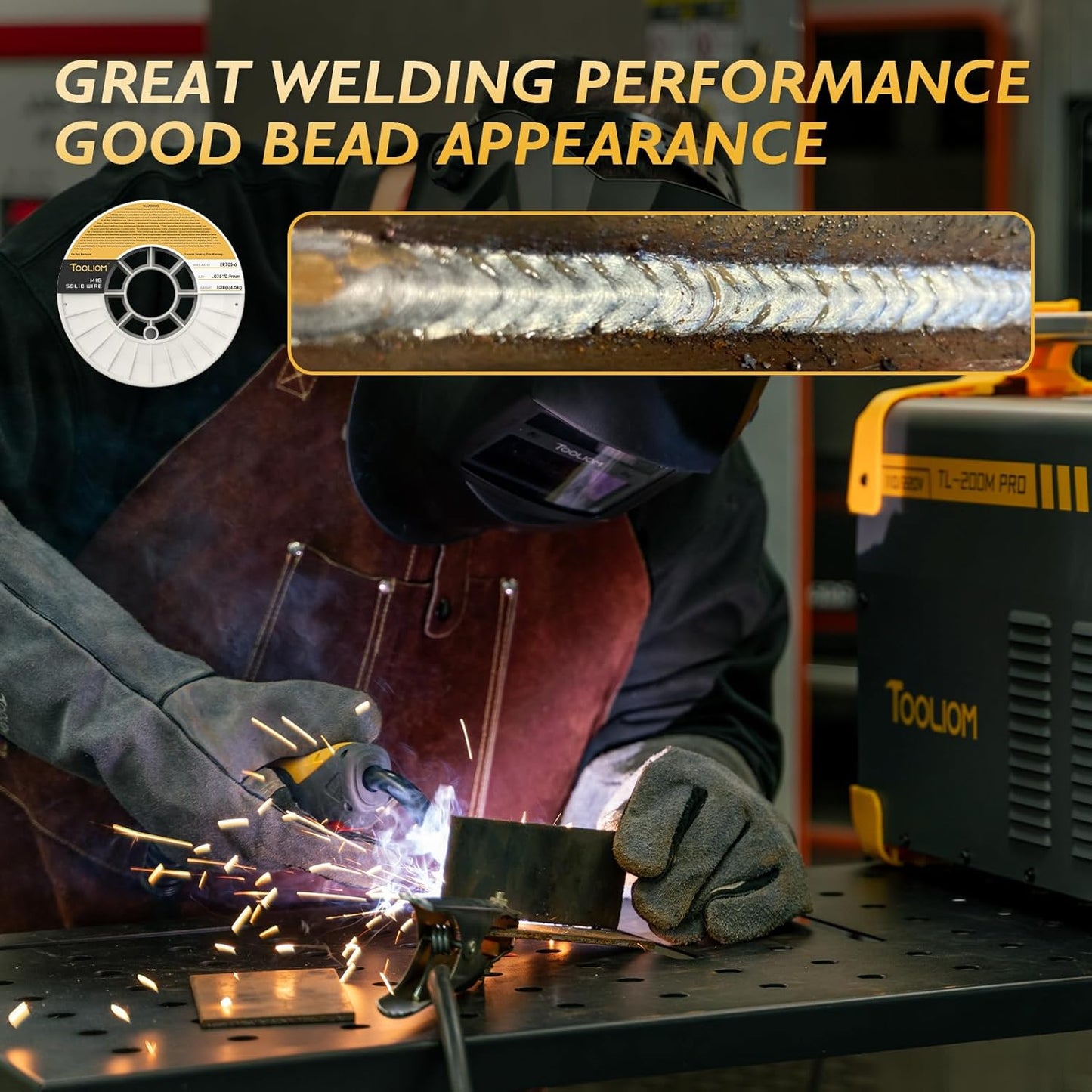TOOLIOM ER70S-6 .035"(0.9 mm) Mild Steel MIG Solid Welding Wire on 10-Pound Spool 2PCS Compatible for TL-200M Pro TL-250M Pro