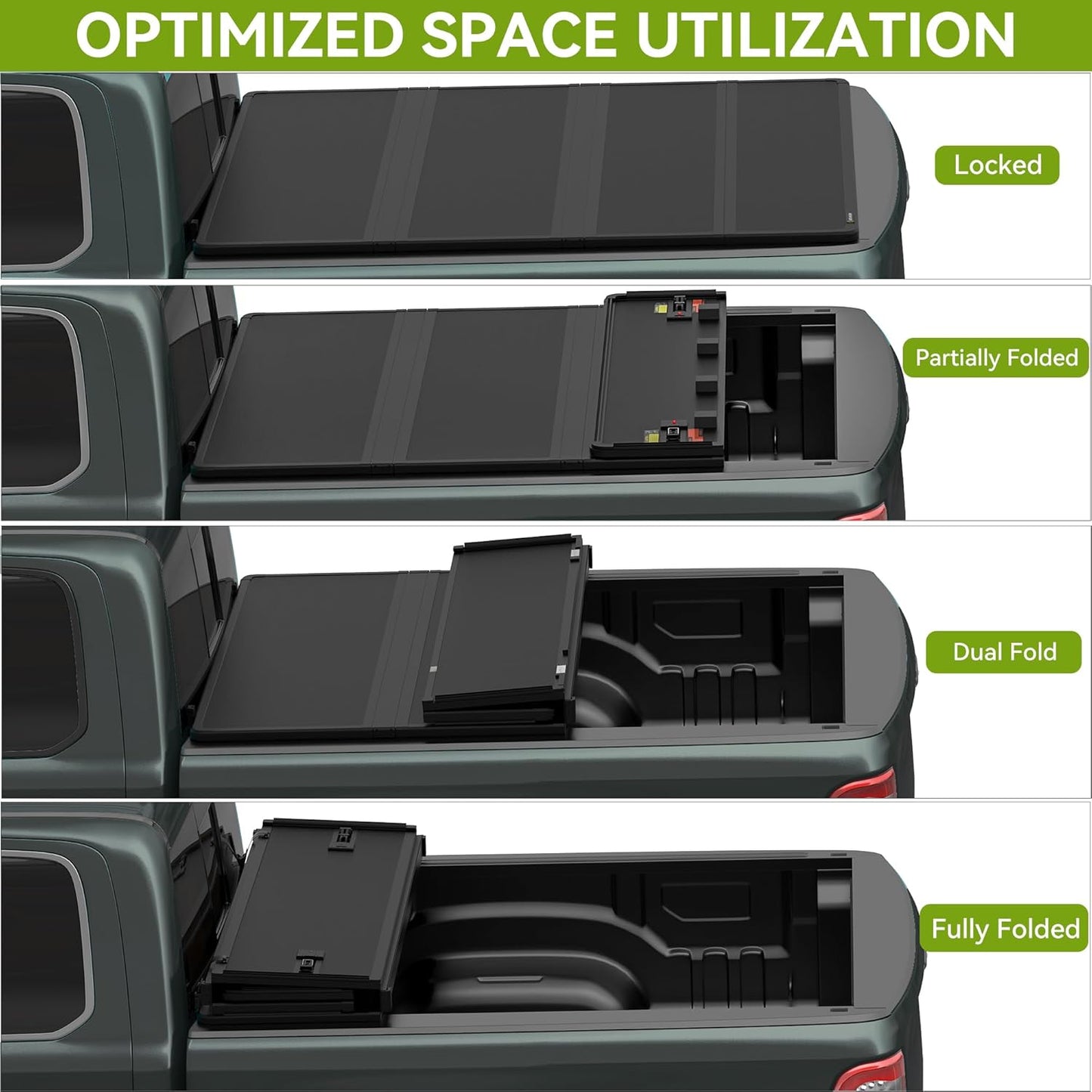 AUTOSAVER88 Hard Quad Fold Truck Bed Tonneau Cover Fit for Chevy Silverado/GMC Sierra 1500 New Body Style 2019-2025 with 5.8ft Bed Without Multi-Flex Tailgate