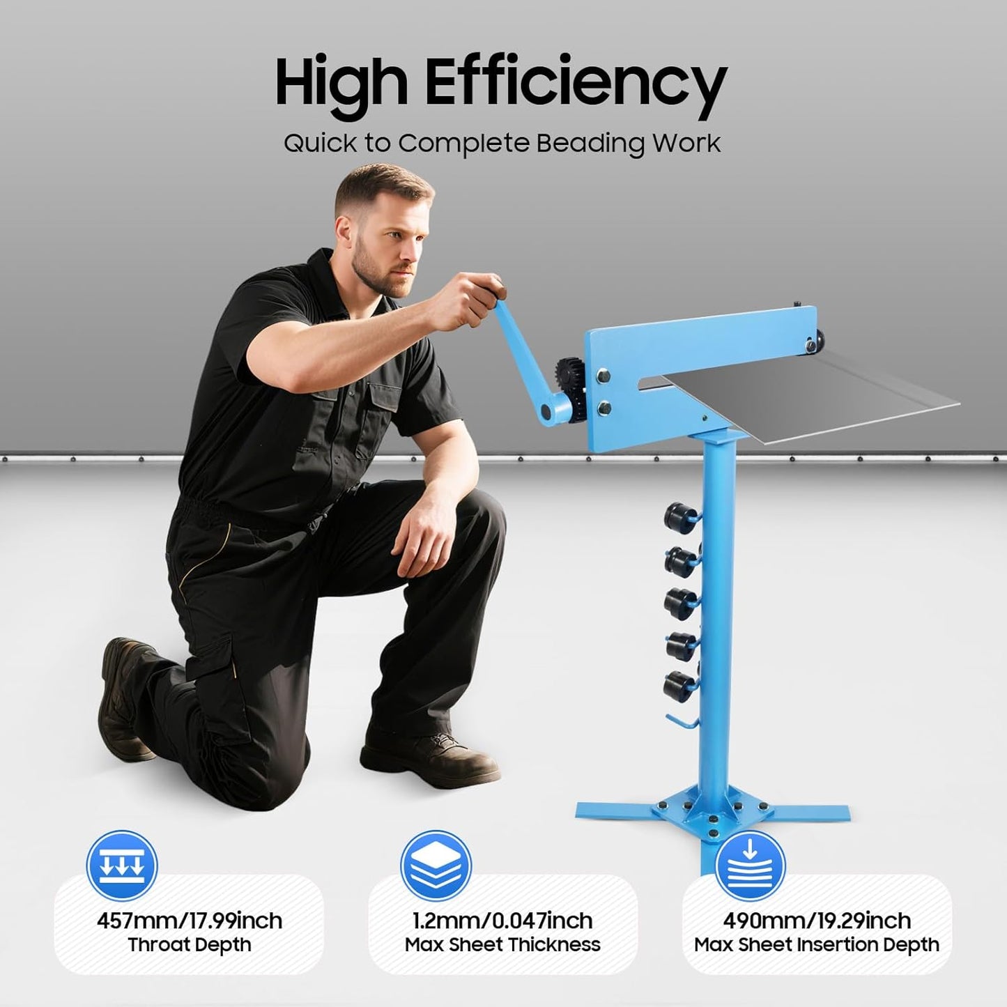 Sheet Metal Bead Roller Machine, Rotary Steel Bending Bender, Sheet Metal Bead Roller Bending Machine Set, with 6 Dies Set, 1.2mm Sheet Metal Bead Roller Rotary Burring Swaging Machine