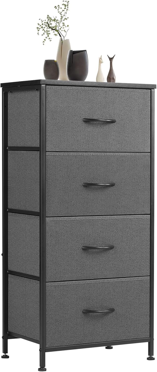 Sweetcrispy Dresser, Dresser for Bedroom Drawer Organizer Storage Drawers, Fabric Storage Tower with 8 Drawers, Chest of Drawers with Steel Frame, Wood Top for Nursery, Living Room, Closet