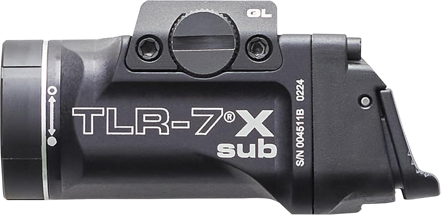 Streamlight 69405 TLR-7 X sub USB 500-Lumen 5000-Candela Weapon Light Designed Exclusively and Solely for Railed Glock 43X/48 MOS/43X/48 Rail Handguns with Mounting Kit, Key, and Multi-Tool, Black