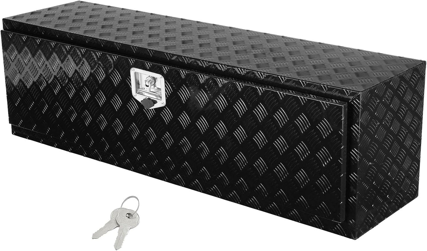VEVOR Underbody Truck Box, 36" x 14" x 16" Pickup Storage Box, Heavy Duty Aluminum Diamond Plate Tool Box with Lock and Keys, Waterproof Trailer Storage Box with T-Handle Latch for Truck, Van, Trailer