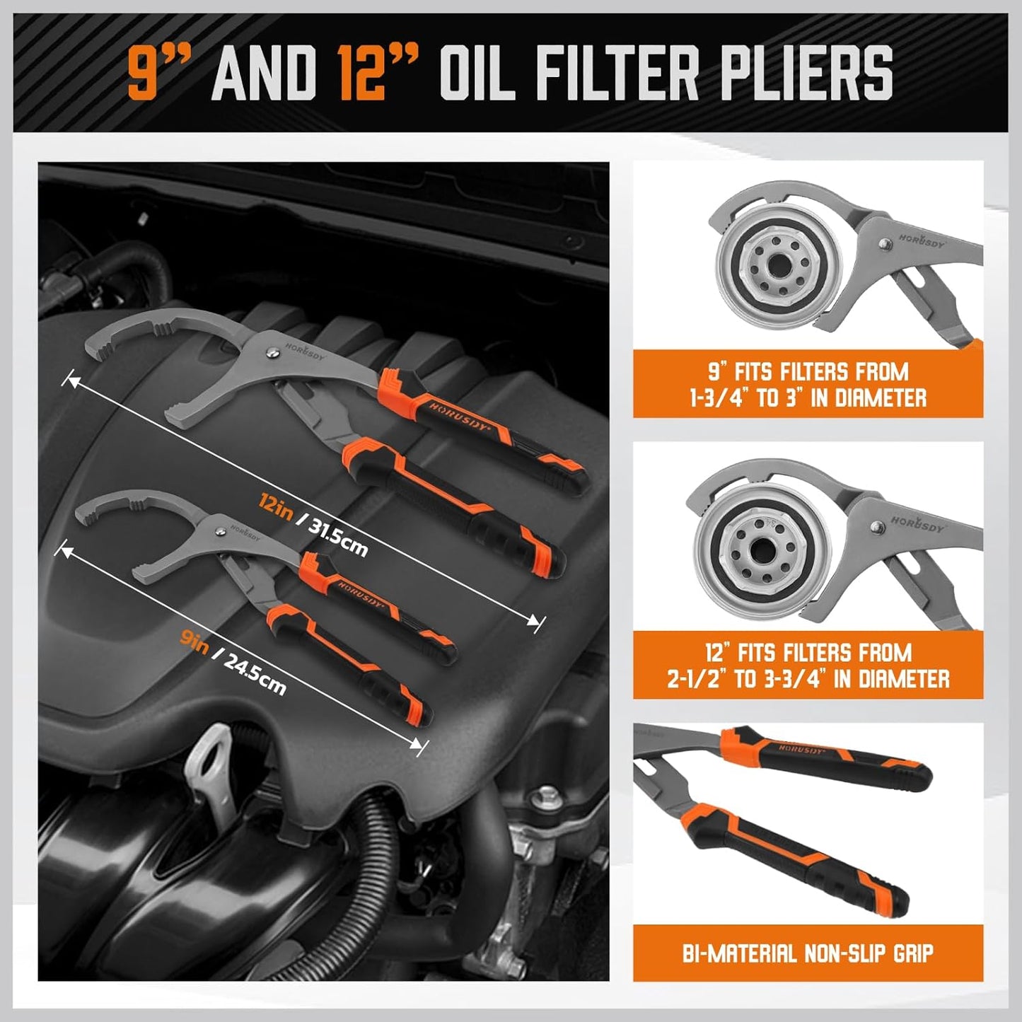 11-Piece Oil Filter Wrench Set with Storage Case - Swivel Wrenches Fit 2-3/4" to 5-1/4", Adjustable Filter Pliers (9" & 12"), Valve Lapper Set, 3-Jaw Socket, Ratchet Handle for Garage, Roadside Repair