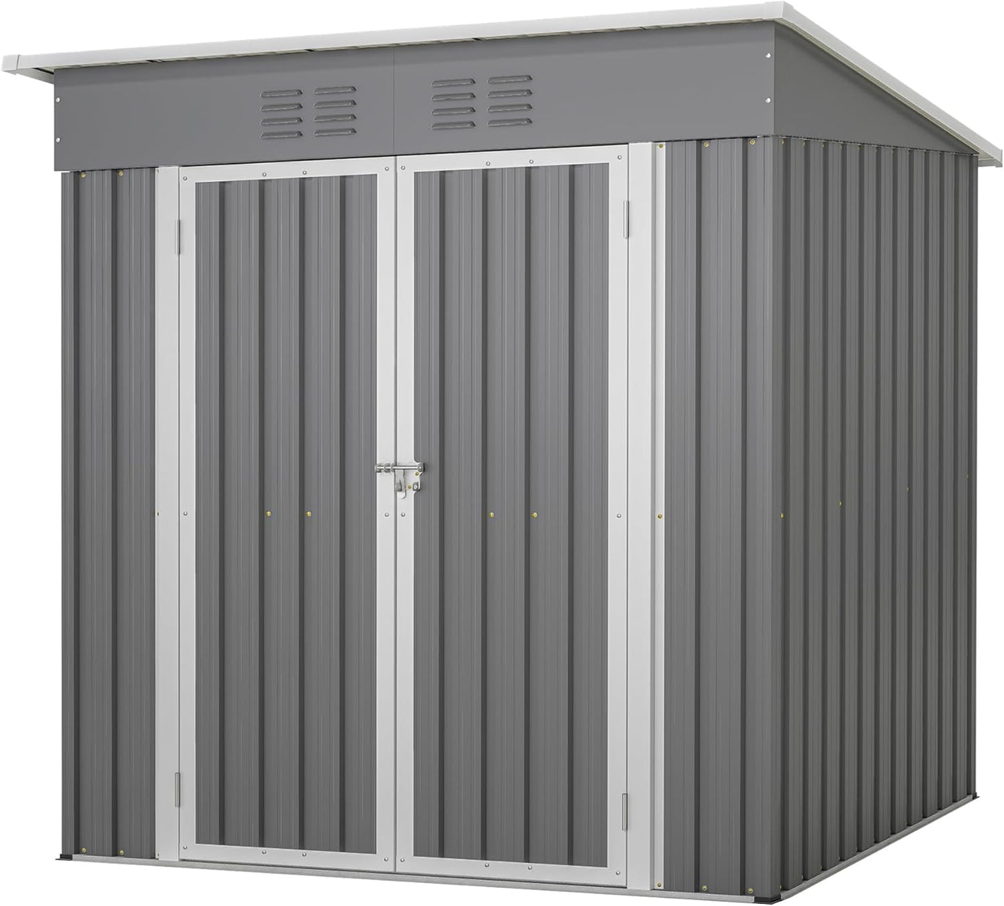 4'x8' Metal Shed Outdoor Storage Shed,Metal Steel Utility Tool Shed Storage House with Double Lockable Doors and Air Vent for Backyard Garden Patio Lawn Gray