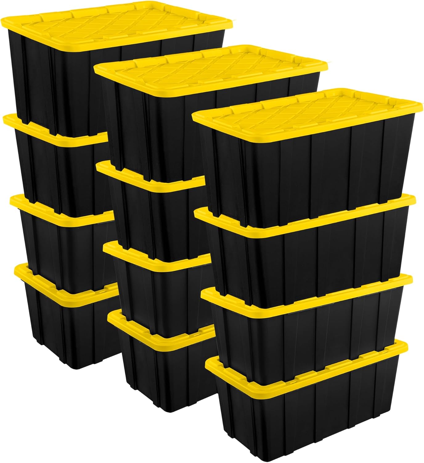 Sterilite 6-Pack Industrial Tote, Plastic Storage Container Bins with Lids, 17 Gallon - Heavy-Duty Organizing Containers for Closet, Bathroom, and Office