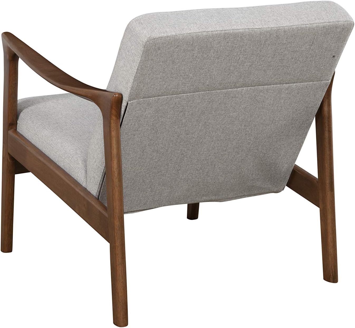 Alpine Furniture Zephyr Mid-Century Retro Accent Lounge Chair Wooden Arm Upholstered Back Living Room Furniture, 33" W x 27.5" D x 29" H, Walnut Finish/Pebble Upholstery