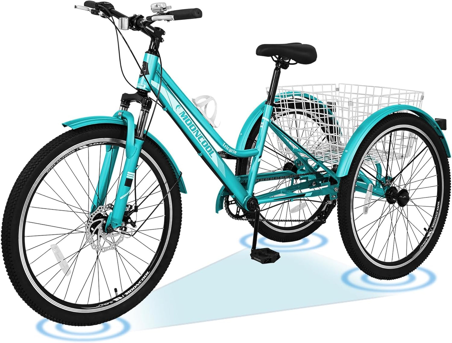 ABORON Adults Tricycle, 3 Wheels Bike for Adult, Tricycle for Adults, Double-Wall Wheel Rims, Tricycle for Women Men Exercise Outdoor Sports