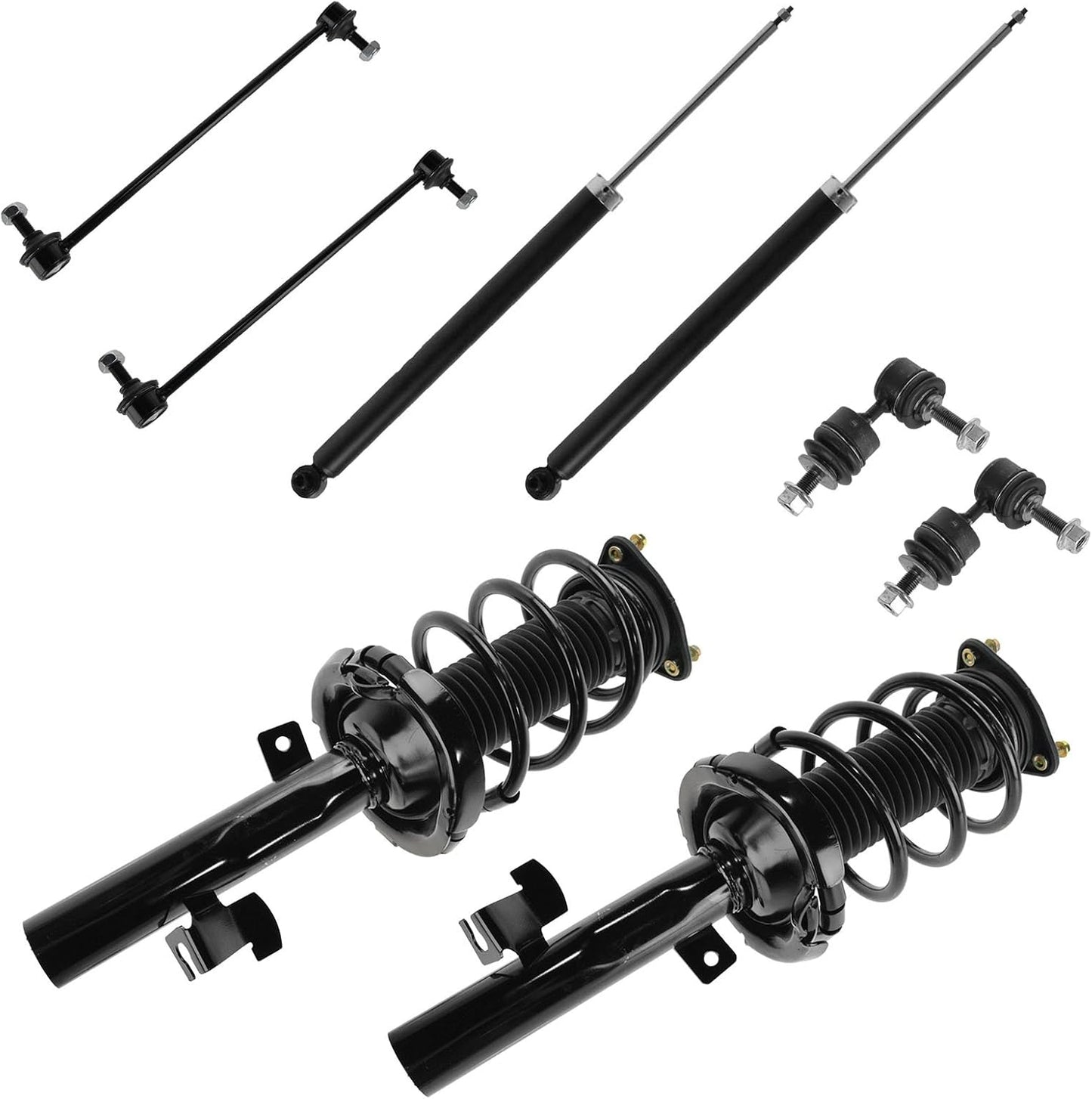 TRQ Front and Rear Suspension Kit Complete Strut & Coil Spring Assembly Shock Absorber Sway Bar Stabilizer Link Compatible with 06-13 BMW